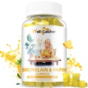 Bromelain Papain Enzyme Gummies Suplemento: Bromelain 500MG con querectina Gummies para adultos Niños, Bromelaina orgánica Papaya Enzymes Chewable for Digestive Support Immunity Antioxidant Vegan 60CT