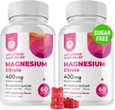 Magnesio Gummies Libre de Azúcar - Suplemento de Magnesio Calma para Niños, Soporta sueño tranquilo, Citrate de Magnesio Libre de Azúcar Gummies para Adultos Niños (120 Conde)