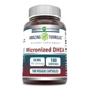 Amazing Formulas Micronized DHEA Suplemento ← 50 Mg per Serving TEN 180 Veggie Capsules Silencio No-GMO ANTE Gluten-Free TEN Made in USA