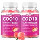 2 Pack CoQ10 Gummies 250mg, Plus Omega-3, Vitamina B3 & Zinc, Magnesio - Coenzima de alta absorción Q10 Suplementos para la salud del corazón, energía celular, & soporte antioxidante, 120 Condes