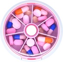 Pill Organizer Travel Pill Fund for Purse Portable Pill Box Round Weekiy Pill Container for Vitamin Fish Oil Pills Suplementos (Pink)
