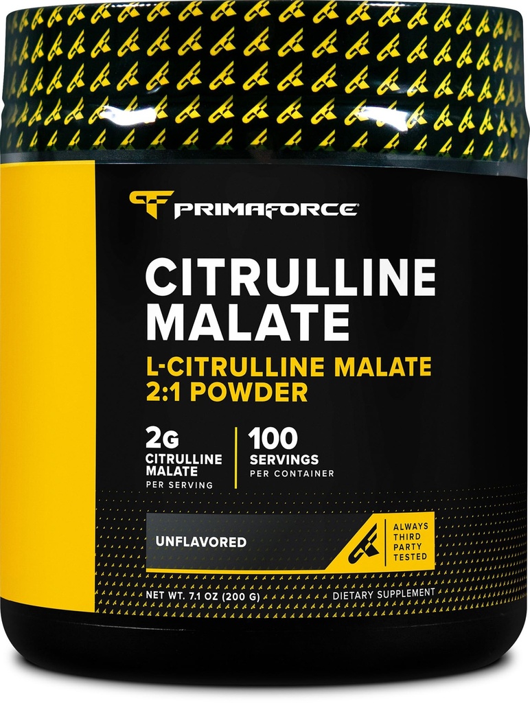 PrimaForce L-Citrulline Malate Powder, Unflavored Pre Workout Suplemento, 200 Grams - Boosts Energy, Aids Recovery, Enhances Strength Performance – Vegan, Non-GMO