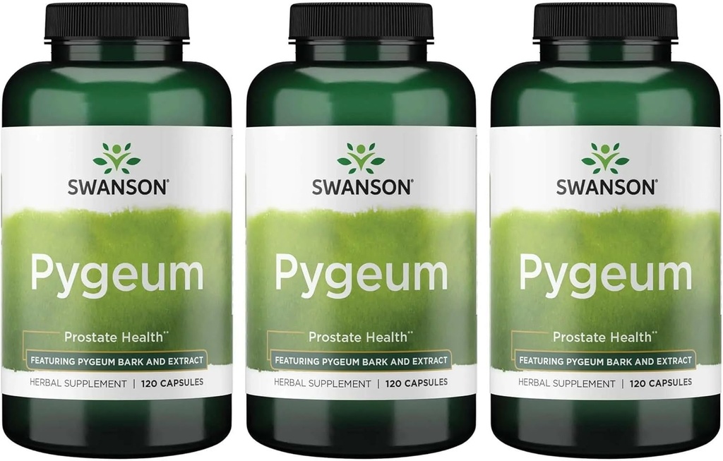 Swanson Pygeum - Suplemento Herbal - Suplemento de Salud Hombre - (120 cápsulas Cada, 400 mg) 3 Pack