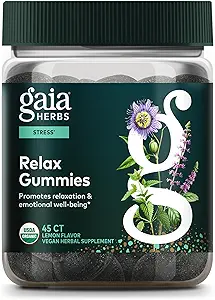 Gaia Herbs Relax Gummies - Supports Calm Feelings - with Organic Apple Juice & Lemon Juice Concentrate - 45 Gummies (15 Servings)