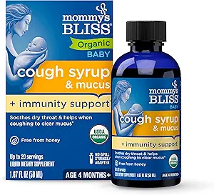 Mami's Bliss Organic Baby Cough Syrup and Mucus + Immunity Support, Contains Organic Agave and Ivy Leaf, Made for Babies 4 month+, 1.67 Fluid Ounces
