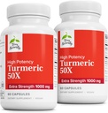 Terry Naturalmente Turmeric 50X - Suplemento dietético para el apoyo a la salud del cerebro y del corazón - Turmérico de fuerza extra para la salud inmunitaria - Suplemento No GMO - 60 cápsulas, 2 paquete