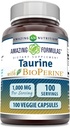 Amazing Fórmulas Taurine con Bioperine Suplemento Silencio 1000 Mg Por Serving ← 100 Veggie Capsules Silencio No-GMO Silencio Gluten Gratis Silencio Made in USA