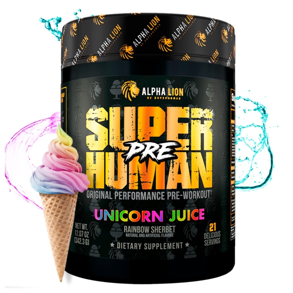 ALPHA LION Superhuman Pre Workout Powder, Beta Alanine, L-Taurine " Tri-Source Caffeine for Sustained Energy " Focus, Nitric Oxide " Citrulline for Pump (21 Servings, Unicorn Juice)