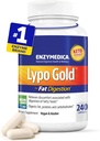 Enzymedica Lypo Gold, High Potency Lipase Digestive Enzymes for Fat Digestion, Supports Occasional Bloating Relief & Digestive Health, Keto-Friendly, Vegan, 240 cápsulas