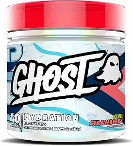 Hidratación GHOST, Fresa Kiwi, 40 Serv, Polvo Electrolítico - Suplemento mezcla de bebidas con Magnesio, Potasio, Calcio, Vitamina C & Taurina para Energía y Resistencia - Vegan, Libre de Soya, Azúcar &amp; Gluten