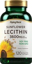Piping Rock Sunflower Lecithin Softgel Capsules  3600 mg  120 Conteo ← Rich in Phosphatidylcholine ← Soy Free, Non-GMO, Gluten Free