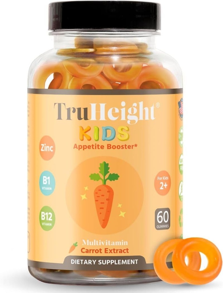 TruHeight Kids Appetite Booster Gummies (Ages 2+) All Natural Toddler, Kids &amp; Teens Appetite Estimulant to Eat More - Weight Gain Supplements - Vitaminas para niños con bajo peso - Picky Eater Vitamin