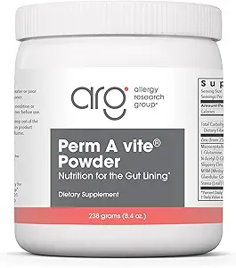 Allergy Research Group Perm A Vite Powder - Gut Health for Men &amp; Women, L-Glutamine, Slippery Elm - 8.4 Oz