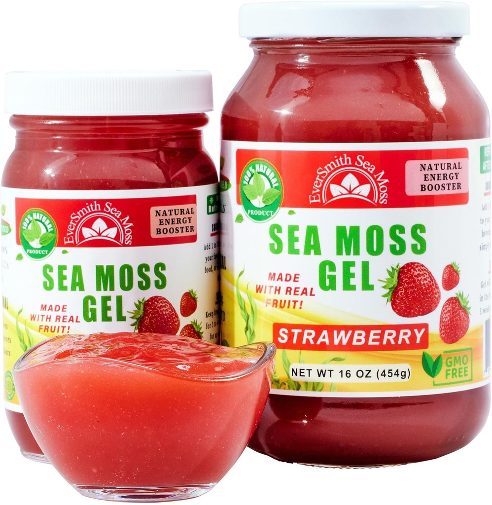 Wildcrafted Irish Sea Moss Gel Silencioso Hecho en EE.UU.   Rich in Vitamins & Minerals Silencio Sea Moss Gel Raw ← Suplemento Nutricional  Strawberry (16 oz)