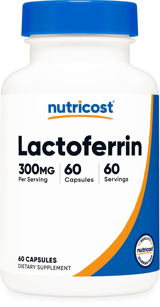 Nutricost Lactoferrin Capsules (60 Capsules, 300mg) Tested, Gluten-Free, Vegetarian, GMP Compliant, Non-GMO Product - 60 Servings