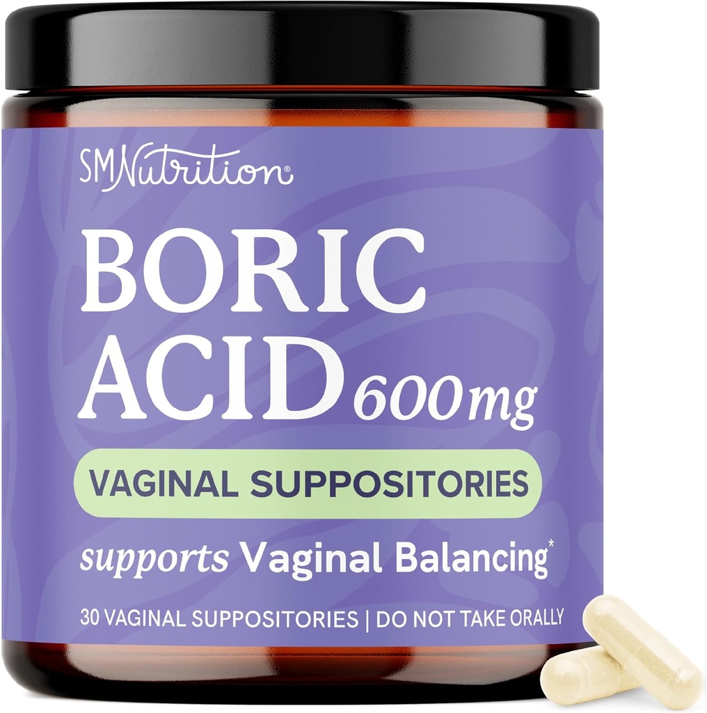 Boric Acid Suppositories for Women 600mg ¦ pH Balance, Vaginal Odor & Itching  Feminine Hygiene < Intimate Health Support ← Boric Acid for Women Vaginal Suppositories  Unscented, Vegan ← 30 Ct