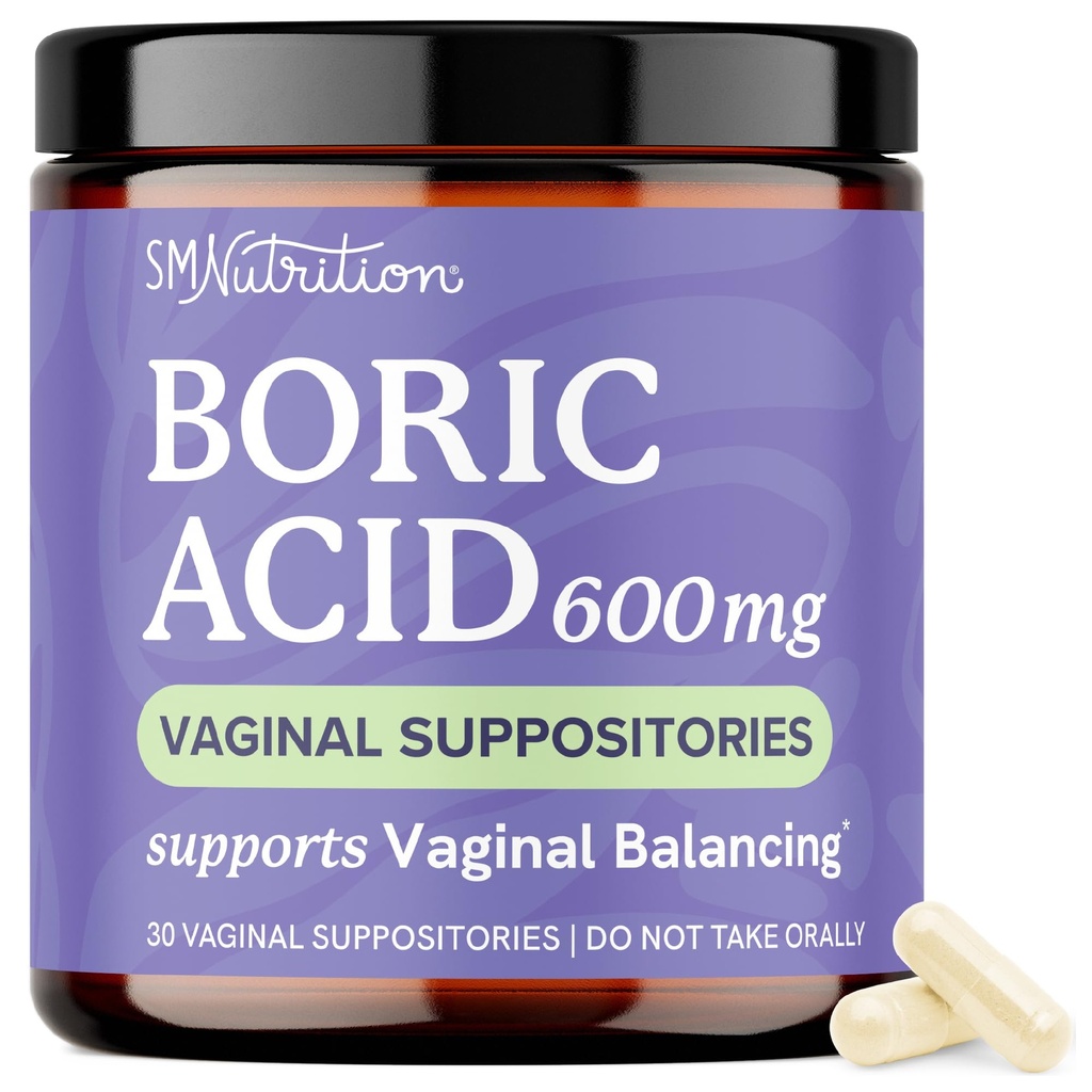 Boric Acid Suppositories for Women 600mg ¦ pH Balance, Vaginal Odor & Itching  Feminine Hygiene < Intimate Health Support ← Boric Acid for Women Vaginal Suppositories  Unscented, Vegan ← 30 Ct