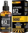 Vitamina B12 Spray sublingual 5000 mcg – Metilcobalamina Vegan Líquida B12 Boost Energy, Mood & Brain Health - Gluten-Free, Non-GMO B12 Spray for Men &amp; Women - Easy Dosage (5000 mcg en 10 Sprays)