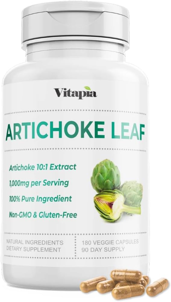Vitapia Extracto Orgánica de la Hoja de Artichoke para la Digestión Saludable, Funciones de Salud del Hígado, Apoyo Antioxidante - 10:1 Ratio &amp; 180 Capsules Veggie - No GMO, Libre de gluten, Vegan-Friendly