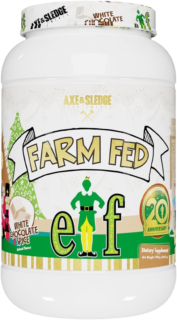 Axe &amp; Sledge Farm Fed 100% Whey Protein Isolate with Digestive Enzymes (ELF White Chocolate Spice - 22G)