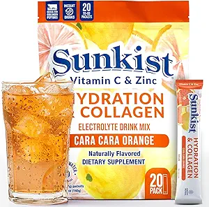 The Frozen Bebida Sunkist Sunkist Collagen Mix - Hydration Cara-Cara Bebida Electrolítica Naranja para Mujeres con Vitamina C, Zinc, Colagen Peptides, Naturalmente Flavored - 20 Packs