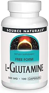 Source Naturals L-Glutamine - Free Form Amino Acid That Supports Metabolic Energy - 100 Capsules