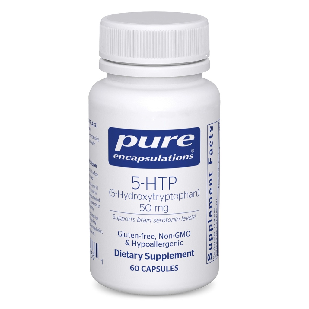 Encapsulaciones puras 5-HTP 50 mg Ø 5-Hydroxytryptophan Suplemento para Cerebro, Dormir, Comportamiento Comedor y Apoyo a la Serotonina*  60 cápsulas