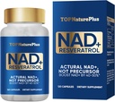 NAD+ Suplemento 1000 mg Puro Suplemento orgánico, más alto NAD+ Resveratrol Max Absorción para la energía y reparación de ADN, Defensa del envejecimiento, Apoyo a la función cerebral, 120 cápsulas