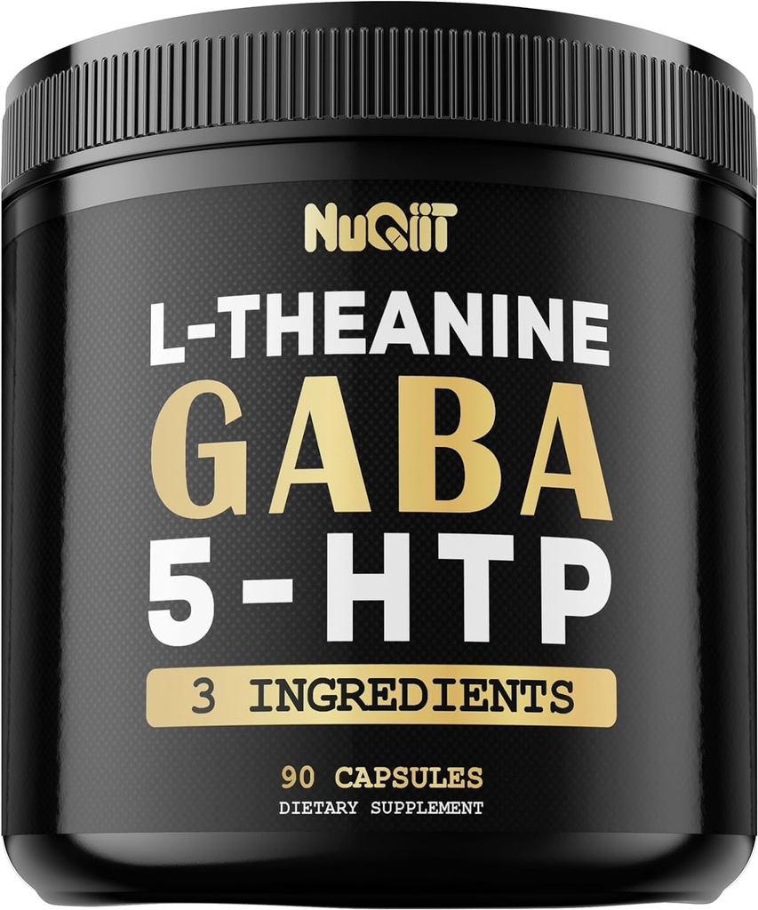 3in1 GABA Suplementos 750mg L-Theanine 200mg & 5-HTP (5-hidroxitryptophan) - Equivalente a 1000mg - Apoyo a la salud cerebral, concentración, cómodos conductos - 90 cápsulas