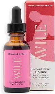 WILE Burnout Relief Drops for Women, Energy Tincture & Mood Support Supplement with Ashwagandha, Rhodiola & Bacopa, Stress Support Tintura for Physical & Mental Signs of Stress, 1fl oz