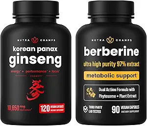 NutraChamps Energy & Metabolic Support: Ginseng & Berberine Duo