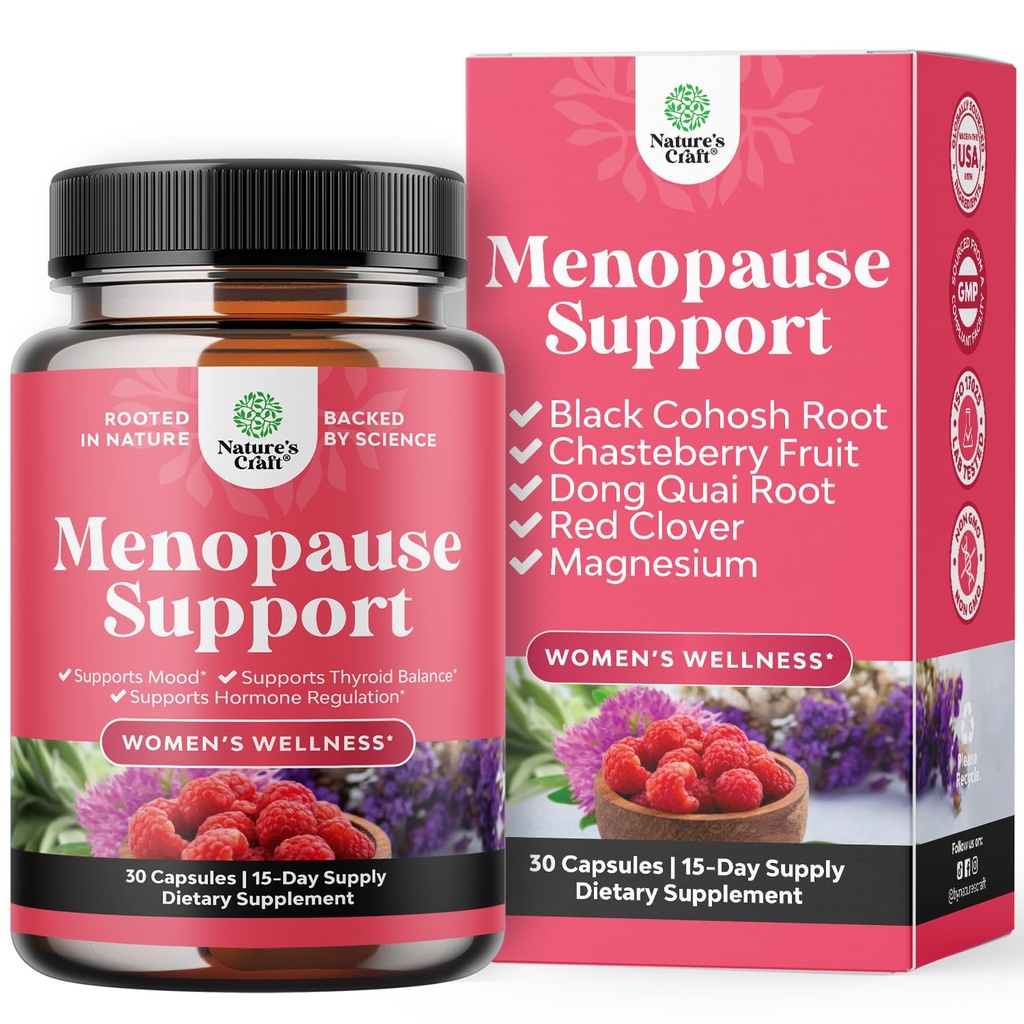 Suplemento completo de la menopausia herbal para las mujeres - Multibenefit Menopause Ease Saldo hormonal para las mujeres para los suéteres nocturnos Mood y Más con Dong Quai Vitex Chaste Berry y Black Cohosh - Trial Pack