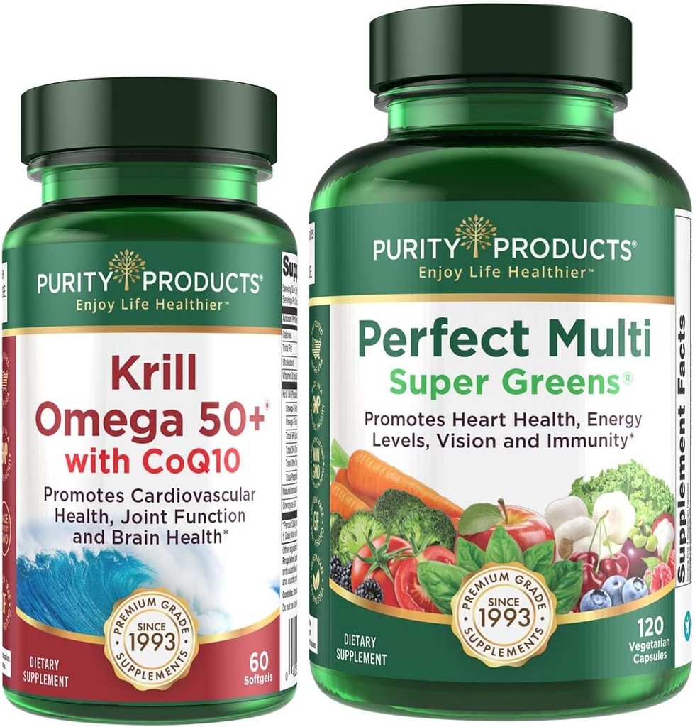 Purity Products Bundle - Krill Omega 50+ con CoQ10 + Perfect Multi Greens