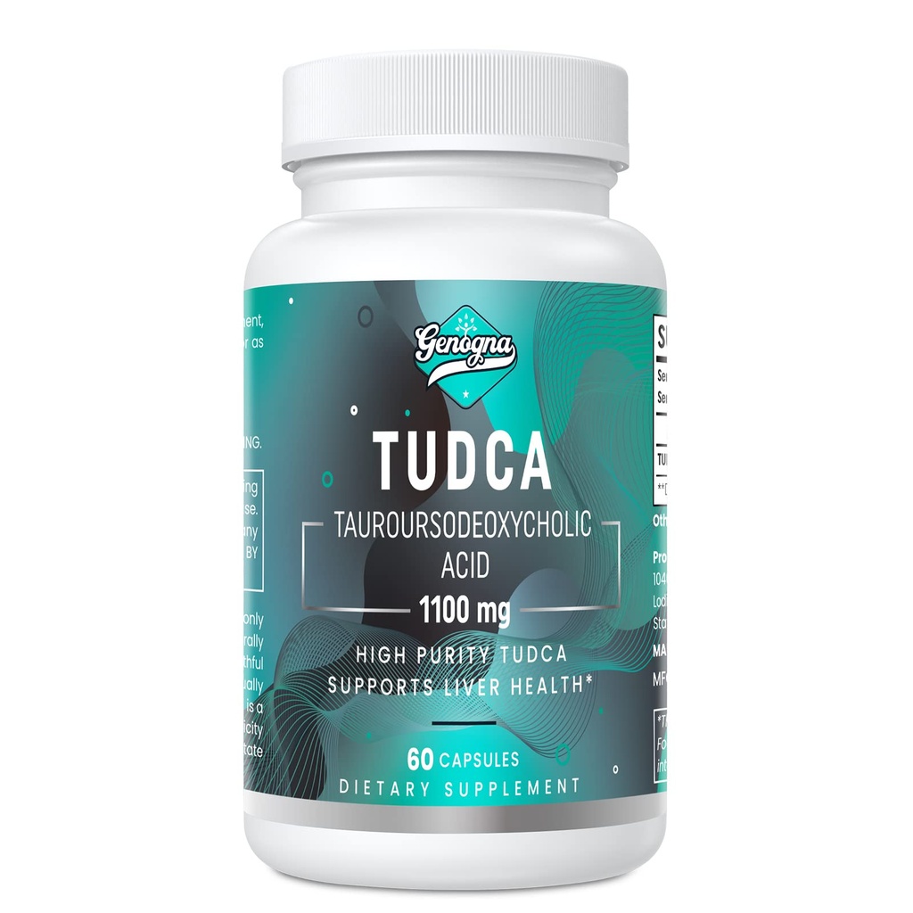 TUDCA 1100mg-Liver Support Supplement for Detox Cleanse, Water-Soluble Bile Salts with Strong Bitter Taste, 60 Vegan Capsules,No-GMO,Gluten-Free