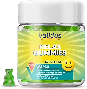 Validus Premium Stress Relief Gummies – 5-HTP 200mg &amp; SAM-e 25mg Ayuda a reducir el estrés " Relajación - Apoyo a la vitamina latitud Apple Flavor Gummies, Mood & Calm Supplement, Non-GMO, 60 Gummies Vegan