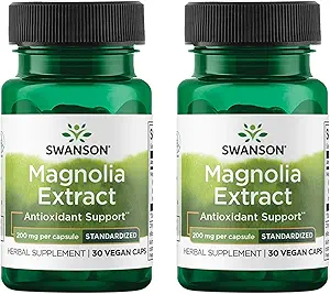 Suplemento Swanson Magnolia Bark-Herbal Usado tradicionalmente para promover el sistema nervioso " Apoyo a la salud digestiva-Mayo promover la salud respiratoria " Apoyo al estrés (30 cápsulas vegetales, 200 mg cada uno) 2 Pack