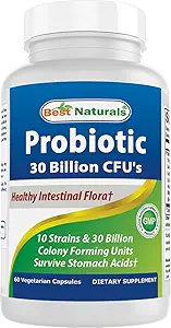 Best Naturals Probiotic 10 Strains & 30 Billion CFU Intestinal Flora, 60 Veggie Capsules (60 Count (Pack of 1))