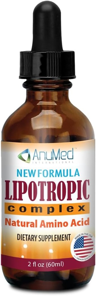 ANUMED - Lipotropic Complex Liquid Drops with Vitamin B12, B6, Folic Acid, Choline, Inositol for Liver Health, Natural Cleanser, Detox + Boosts Natural Energy Levels. Vegan, Non-GMO, Gluten-Free (2oz)