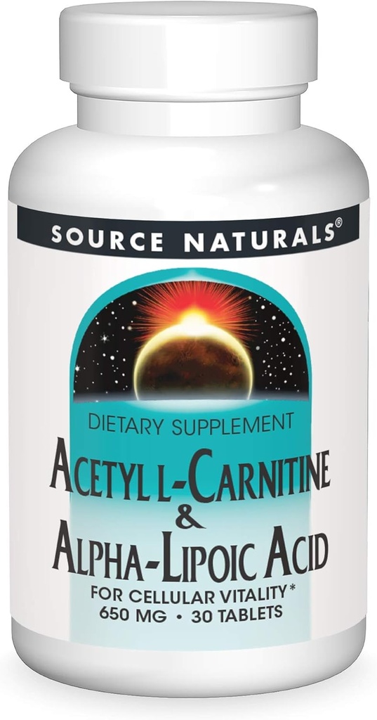 Fuente Naturals Acetyl L-Carnitine & Ácido Alfa-Lipoico 650mg - 30 Tablets