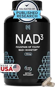 HPN NAD3 Clínico NAD+ Booster, Celular Health & Natural Energy - NAD Suplemento para el envejecimiento saludable, Apoyo metabólico, NRF2 &amp; Longevity, Nicotinamide Riboside & NMN Alternative, 240ct, 120-Day Supply