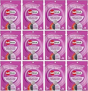 SaltStick Electrolyte FastChews - 120 Count Mixed Berry Flavor - Electrolyte Tablets for Hydration, Salt Tabs - 10 Count (Pack of 12)