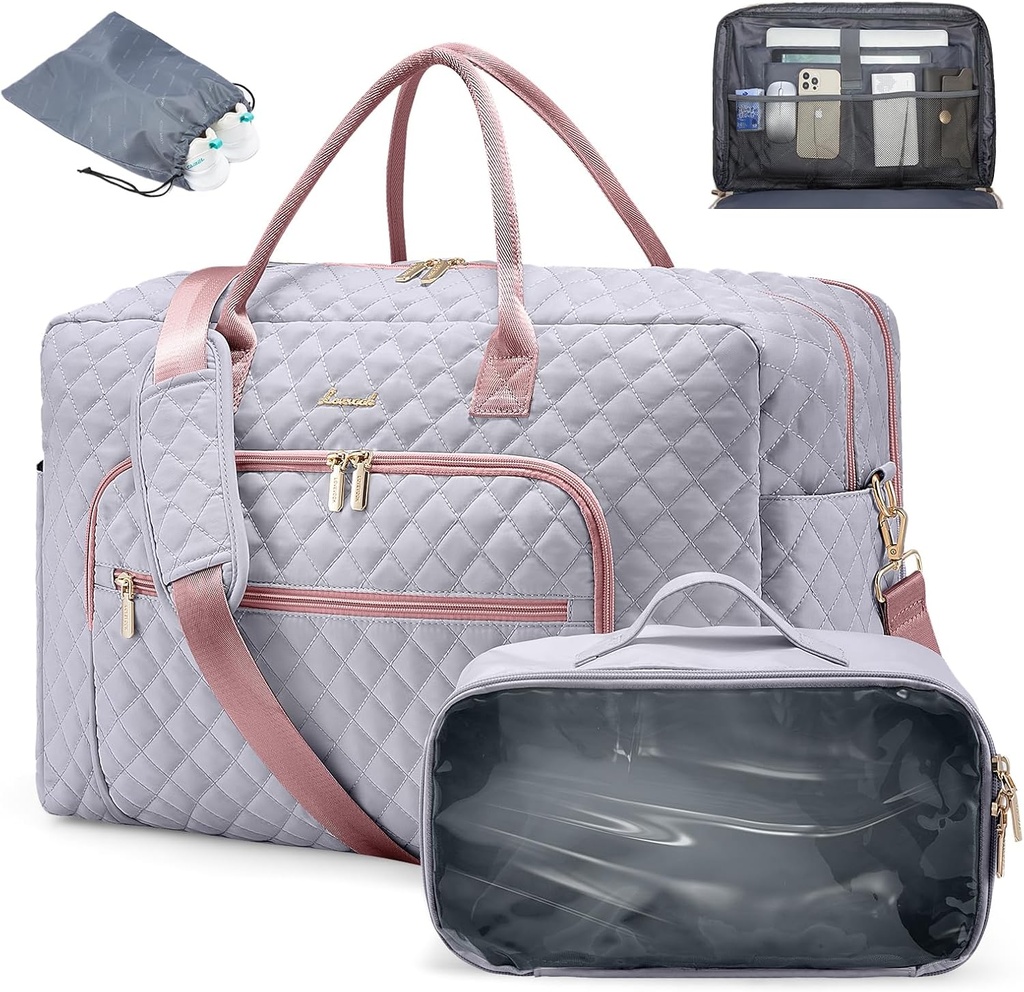 LOVEVOOK Travel Duffle Bag - Women's Weekender Carry On Overnight Laptop &amp; Gym Bag With Toiletry/Shoe Pocket, Hospital Labor Bag