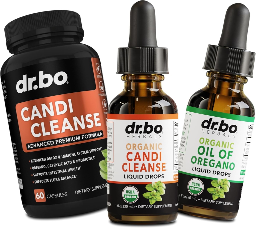 Candi Cleanse " Oregano Oil Drops - Aceite Orgánica de Oregano Drops Liquid " Black Walnut Wormwood - Complejo de Equilibrio de Sobrecrecimiento Extrastre, Natural Oral Gut Cleanser Detox Health Supplements Capsules