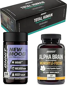 ONNIT Total humano + cerebro alfa 90ct + nuevo mood 60ct Stack