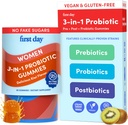 PRIMER DÍA Mujeres 3-en-1 Gummies Probióticas – Prebiótico + Suplemento Postbiótico – Apoyo Digestivo " Salud Oral, Función Inmunitaria " Niveles de Energía – Suministro de 30 días
