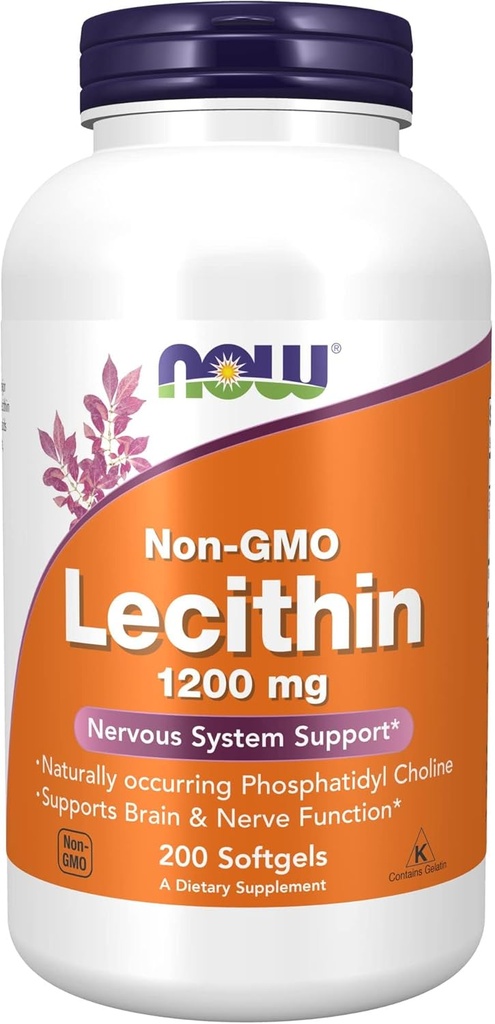 NOW Foods Supplements, Lecithin 1200 mg with naturally occurring Phosphatidyl Choline, 200 Softgels