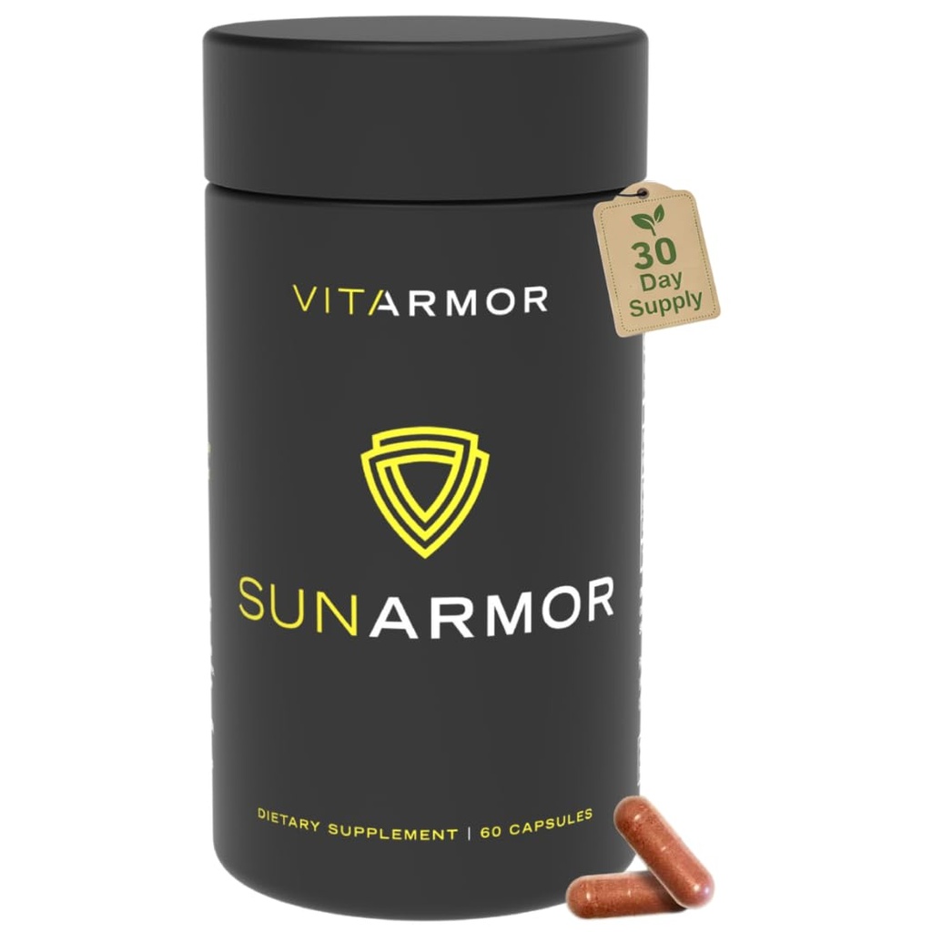 SunArmor, Suplemento dietético con Polipodium Fights Los signos de fotoaging, Use con pantalla solar, Dermatólogo Desarrollado, 60 cápsulas