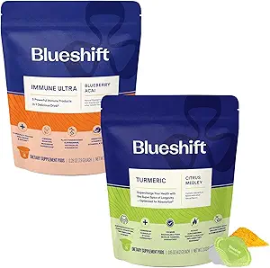 Blueshift Immune Ultra " Turmeric Citrus Medley Bundle - Immune Support Powder, Turmeric Powder Pods for Water, Vitamina C " Curcumin Supplements- Immune Ultra (14 Pack) " Turmeric Citrus (14 Pack)