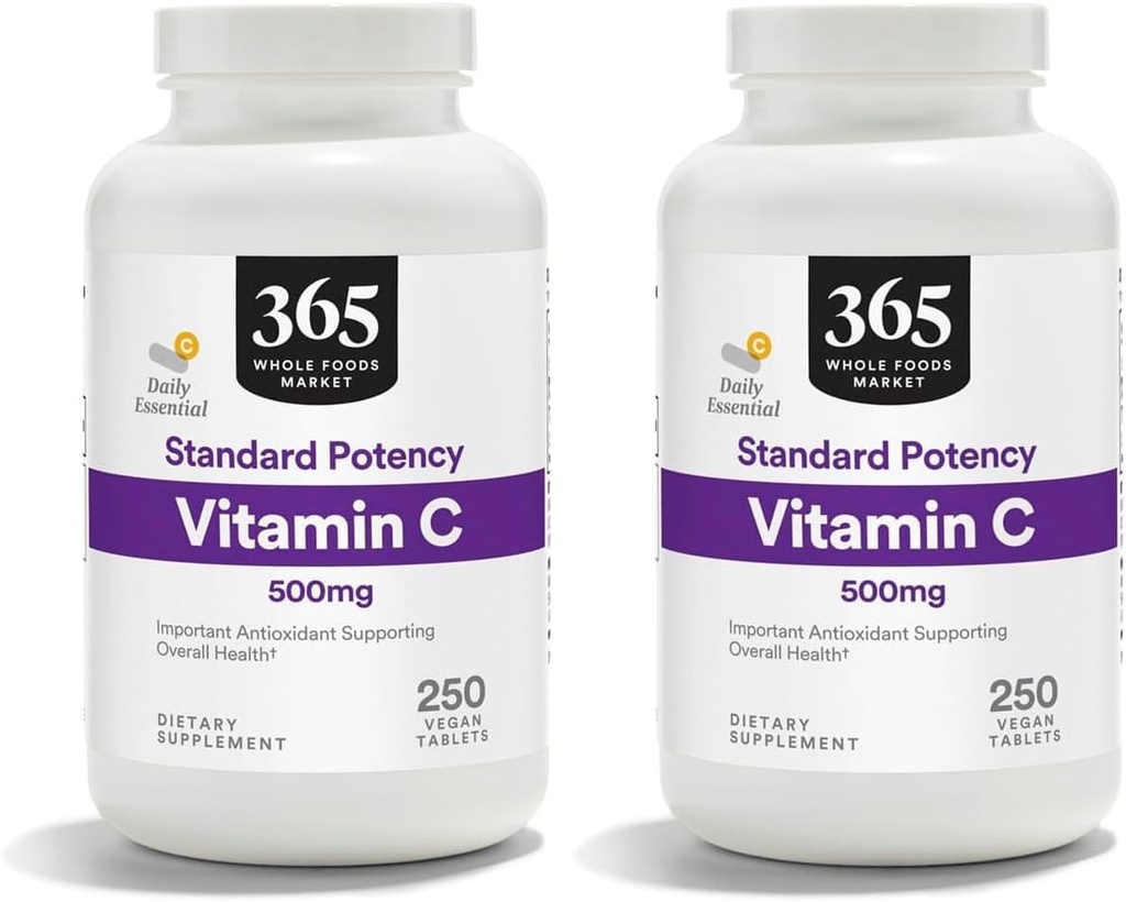 365 por Mercado Integral de Alimentos, Vitamina C 500Mg, 250 Tabletas (Pack of 2)