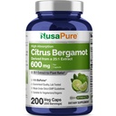 NusaPure Citrus Bergamot Capsules 15,000mg, 200 Capsules - 25:1 Extracto de Bergamot - 200 Serviciones, Bioperina, Vegan, No GMO